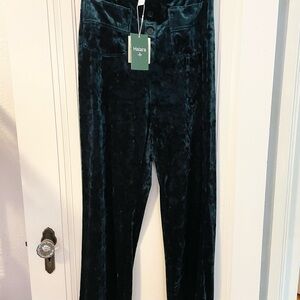 HALARA Plush Velvet Trousers in Deep Teal